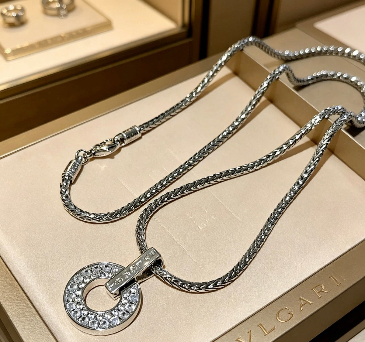 Martin Graham pendant necklace in polished metal-tone – front product view