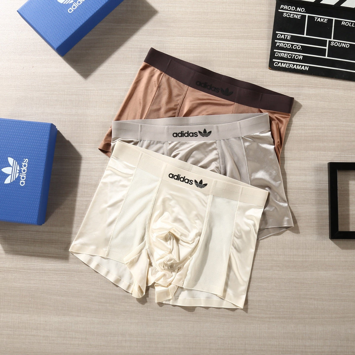 Adidas Contrast Trefoil Details Men's Boxer Briefs - 3-Piece Box