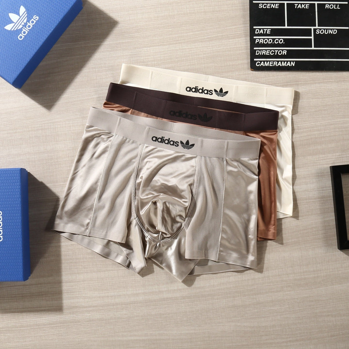 Adidas Contrast Trefoil Details Men's Boxer Briefs - 3-Piece Box