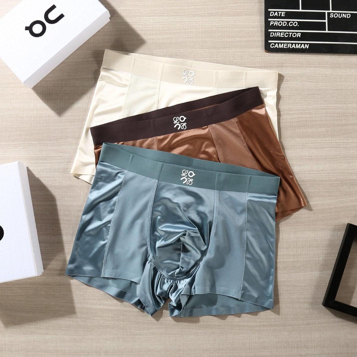 On Contrast Emblem Waistbands Men's Boxer Briefs - 3-Piece Box