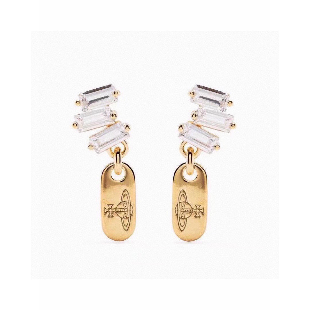 Martin Graham stud earrings in polished metal-tone – front product view