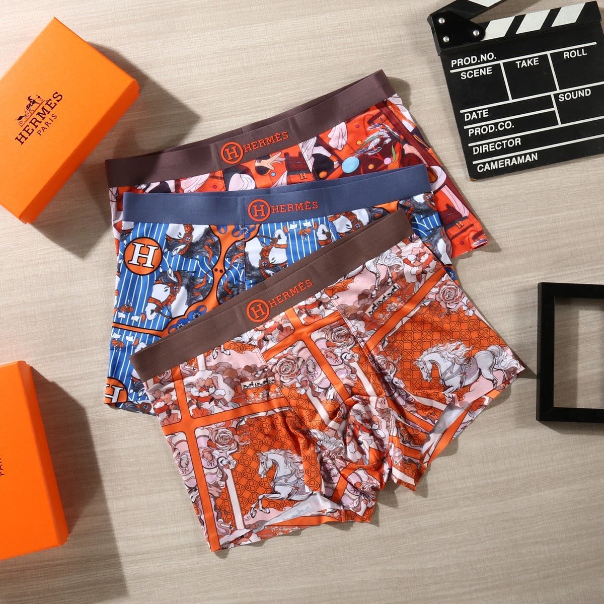 Hermes Graphic Patterns Men's Boxer Briefs - 3-Piece Box