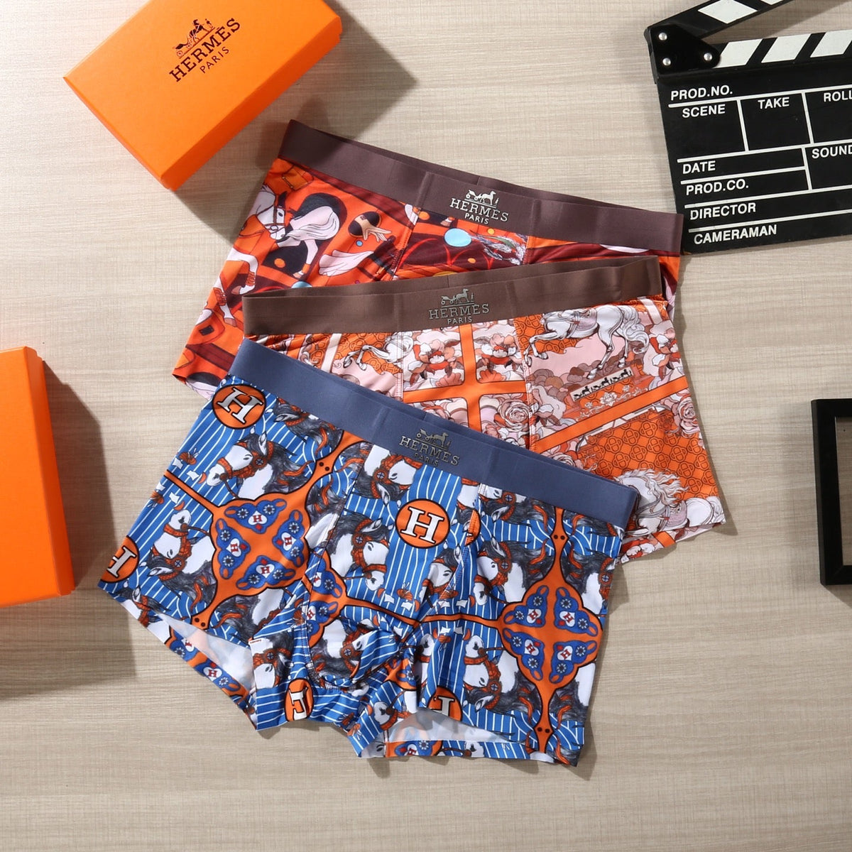 Hermes Graphic Patterns Men's Boxer Briefs - 3-Piece Box