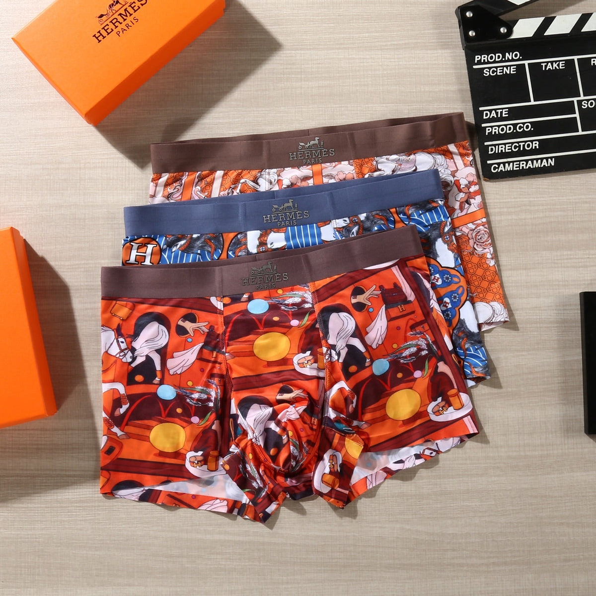 Hermes Graphic Patterns Men's Boxer Briefs - 3-Piece Box