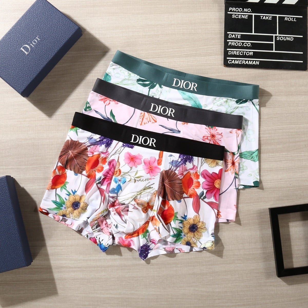 Dior Colourful Floral Graphics Men's Boxer Briefs - 3-Piece Box