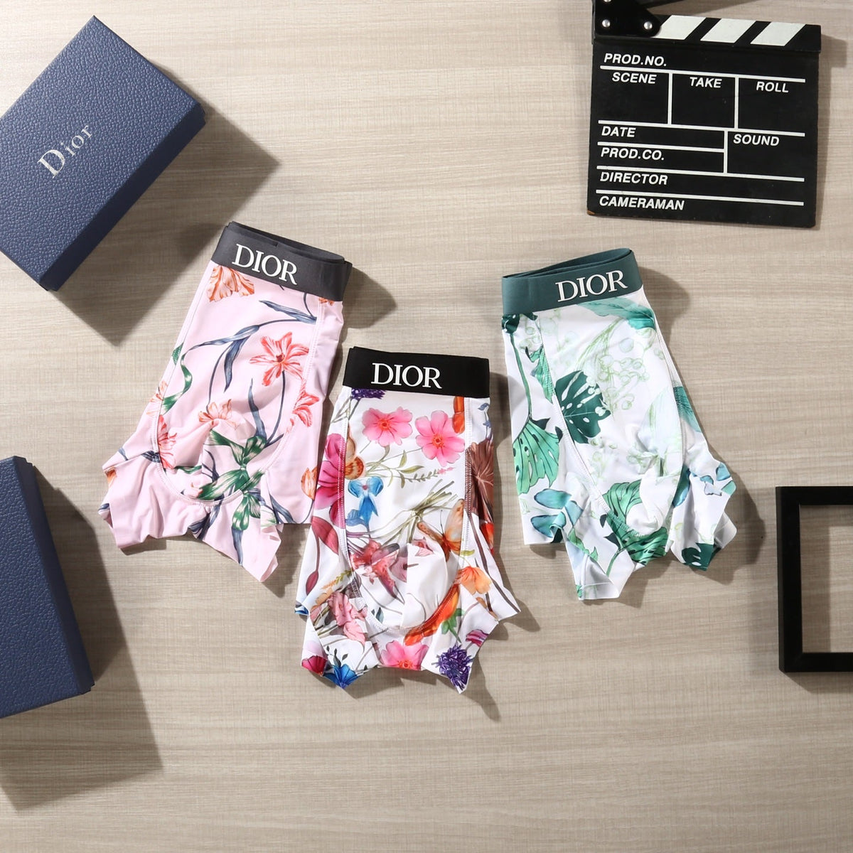 Dior Colourful Floral Graphics Men's Boxer Briefs - 3-Piece Box