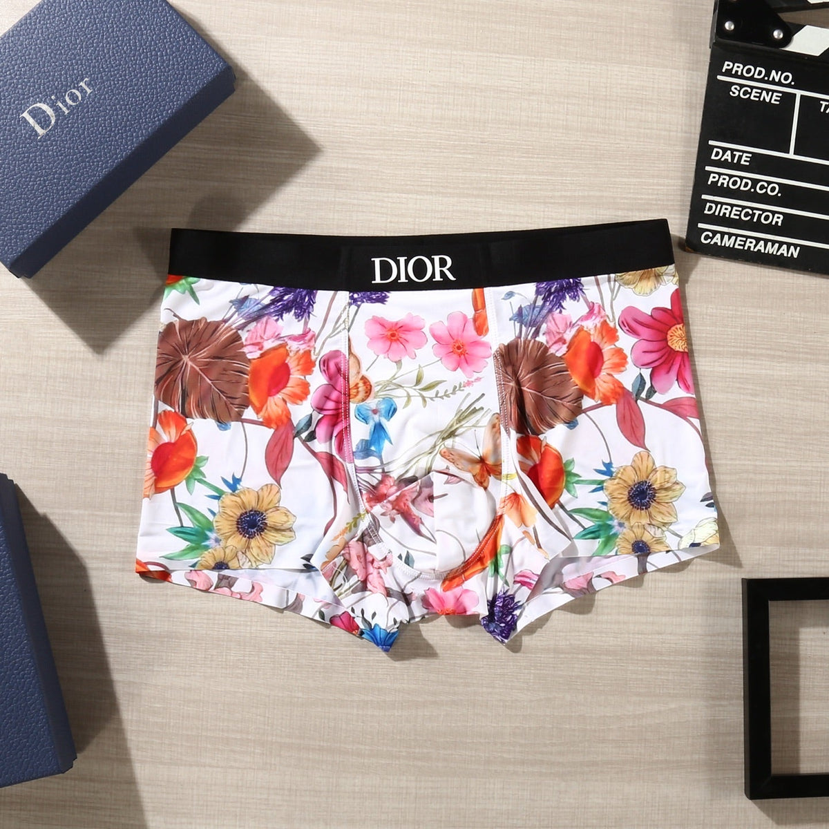Dior Colourful Floral Graphics Men's Boxer Briefs - 3-Piece Box