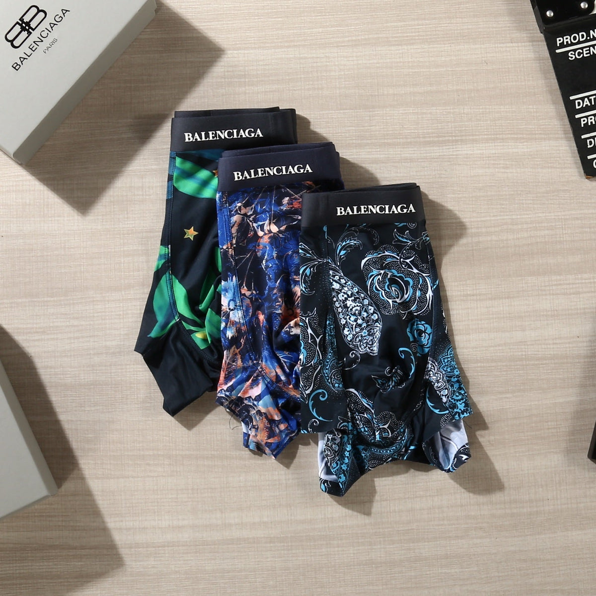 Balenciaga Colourful Floral Graphics Men's Boxer Briefs - 3-Piece Box
