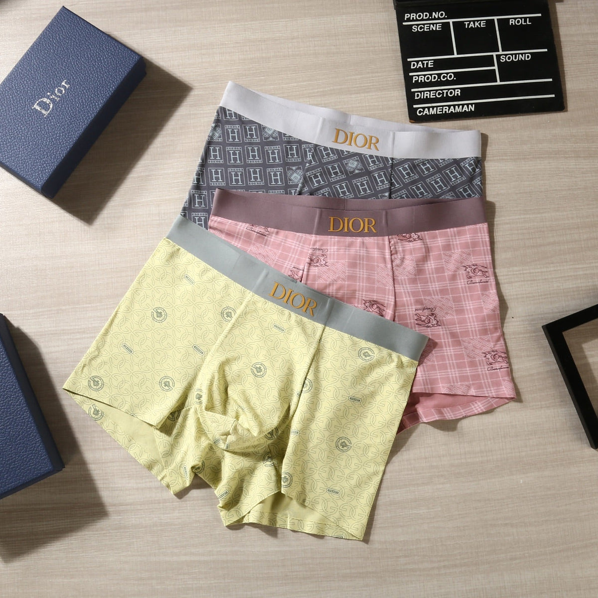 Dior Varied Graphic Patterns Men's Boxer Briefs - 3-Piece Box