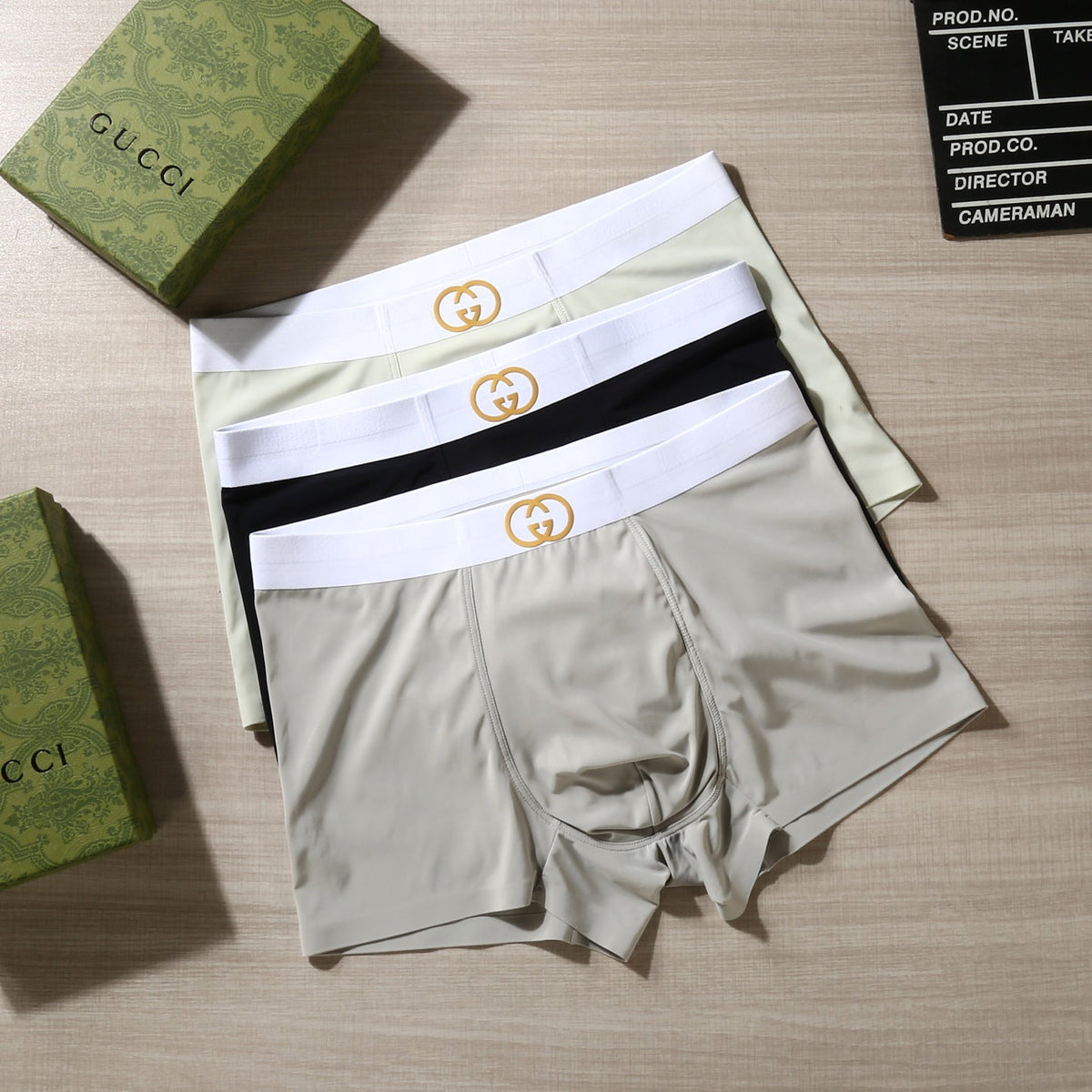 Gucci Gold-Tone Emblem Waistbands Men's Boxer Briefs - 3-Piece Box