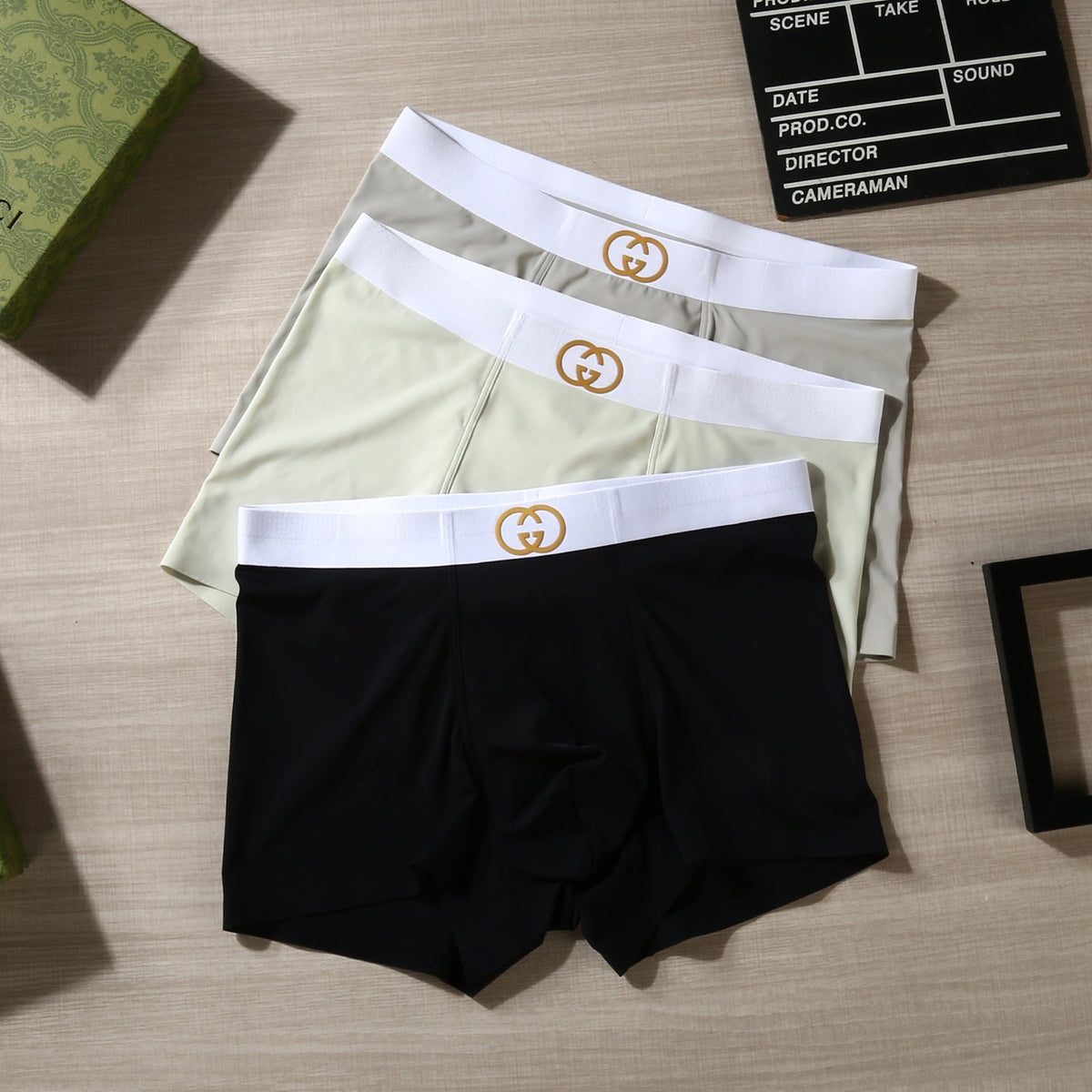 Gucci Gold-Tone Emblem Waistbands Men's Boxer Briefs - 3-Piece Box