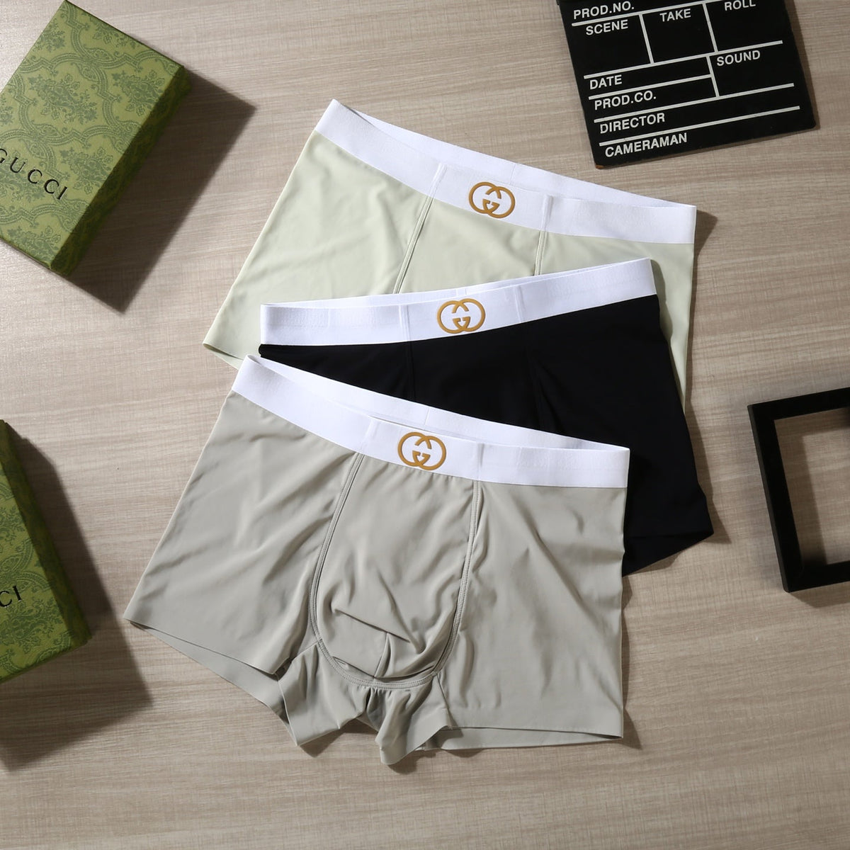 Gucci Gold-Tone Emblem Waistbands Men's Boxer Briefs - 3-Piece Box