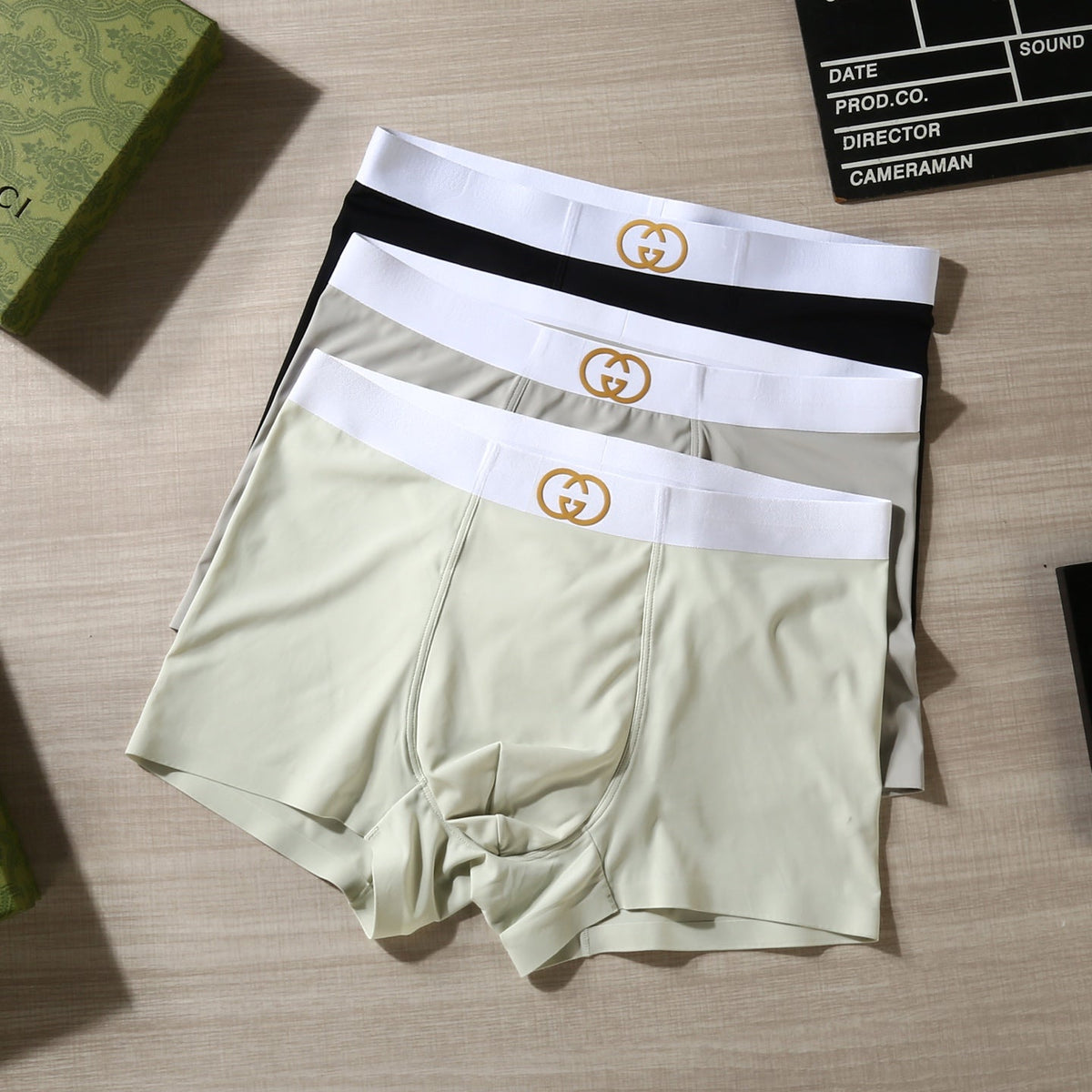 Gucci Gold-Tone Emblem Waistbands Men's Boxer Briefs - 3-Piece Box