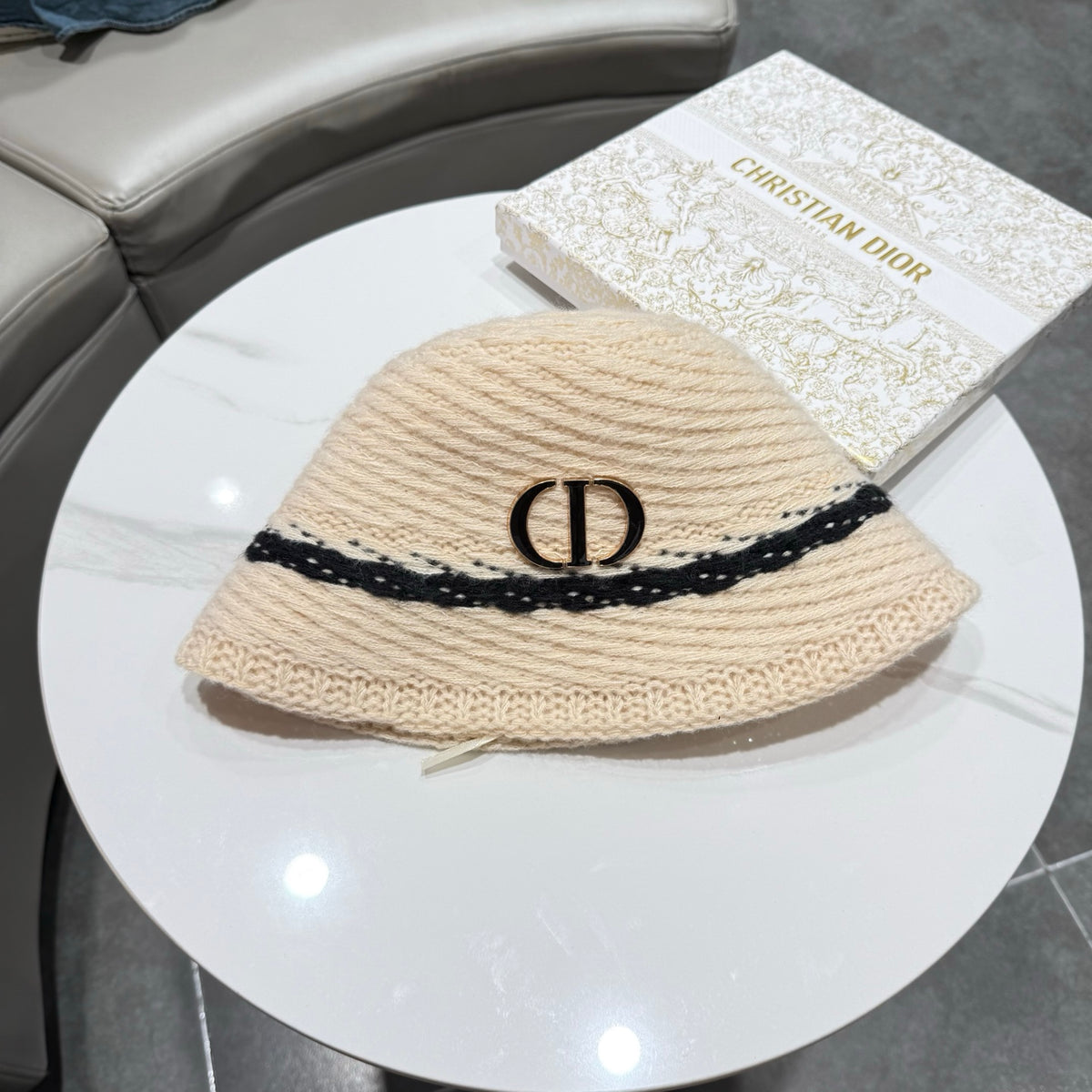 Dior Open Knit Bucket Hat - image 1