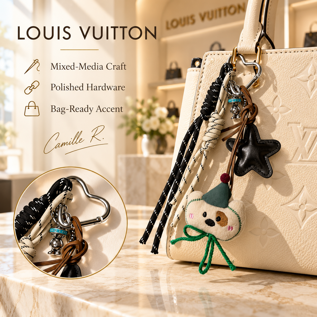 Martin Graham keychain in polished metal-tone