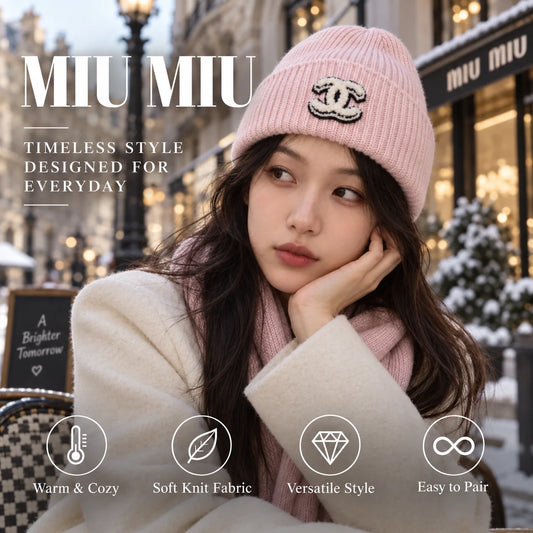 Miu Miu Knit Beanie worn in a premium lifestyle setting