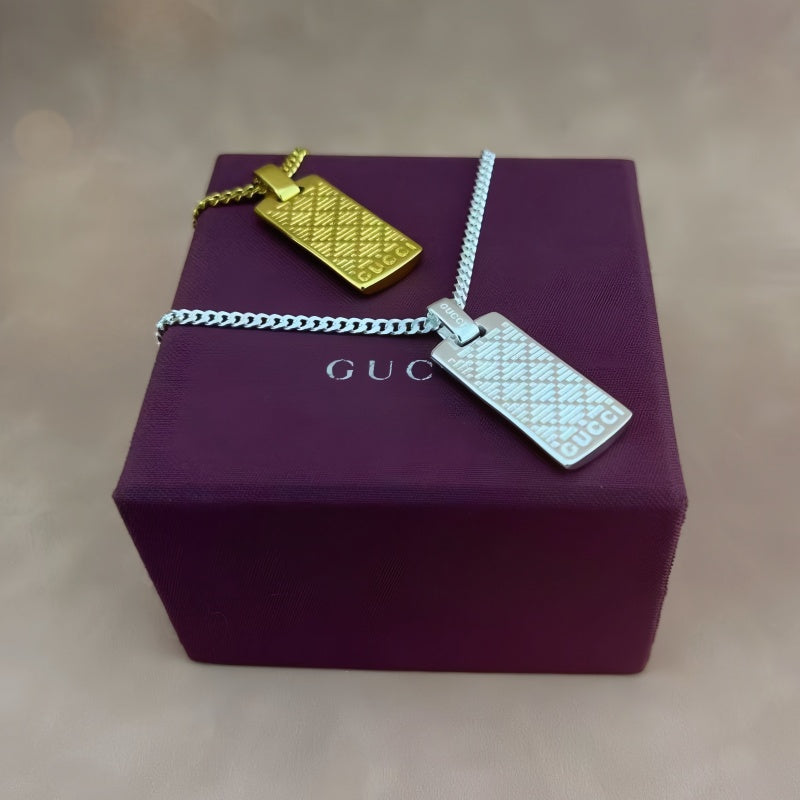 Martin Graham pendant necklace in polished metal-tone – front product view
