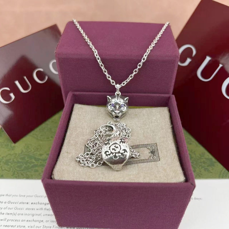 Martin Graham pendant necklace in polished metal-tone – styled product view
