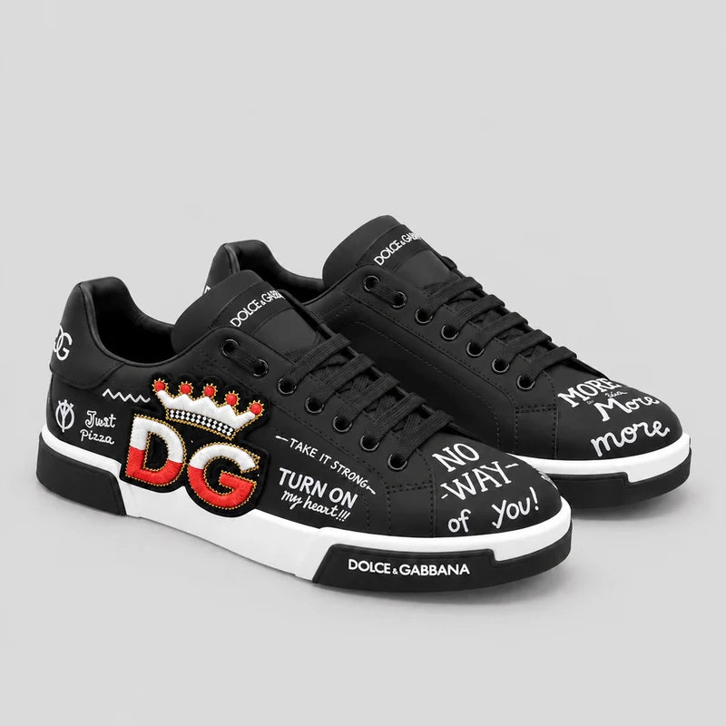 D*G  Luxury Genuine Leather Casual Sneakers - Italian Designer Unisex Shoes