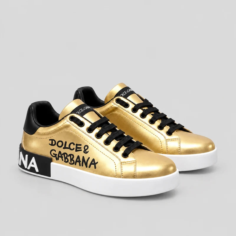 D*G Luxury Genuine Leather Casual Sneakers - Italian Designer Unisex Shoes