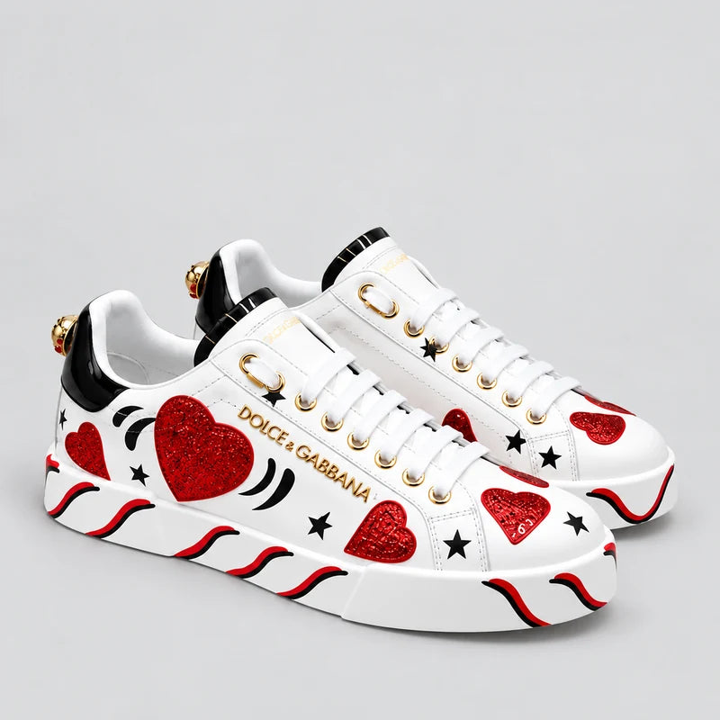 D*G Luxury Genuine Leather Casual Sneakers - Italian Designer Unisex Shoes