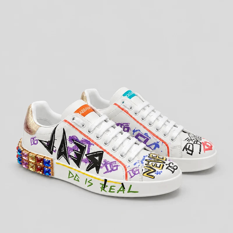 D*G   Luxury Genuine Leather Casual Sneakers - Italian Designer Unisex Shoes