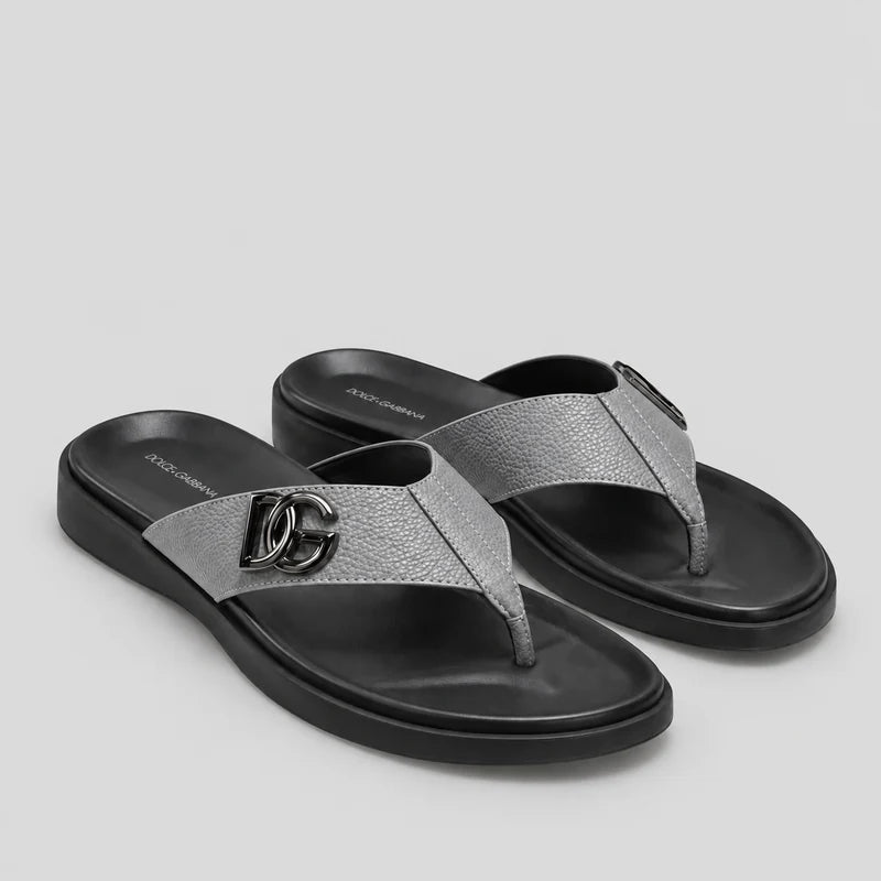 D*G  Premium Leather Casual Slippers - Designer Men's Slides in 5 Colors