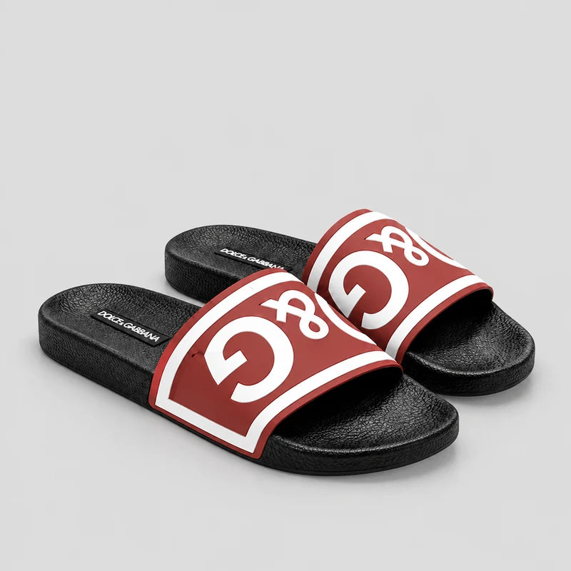 D*G  Premium Leather Casual Slippers - Designer Men's Slides in 4 Styles