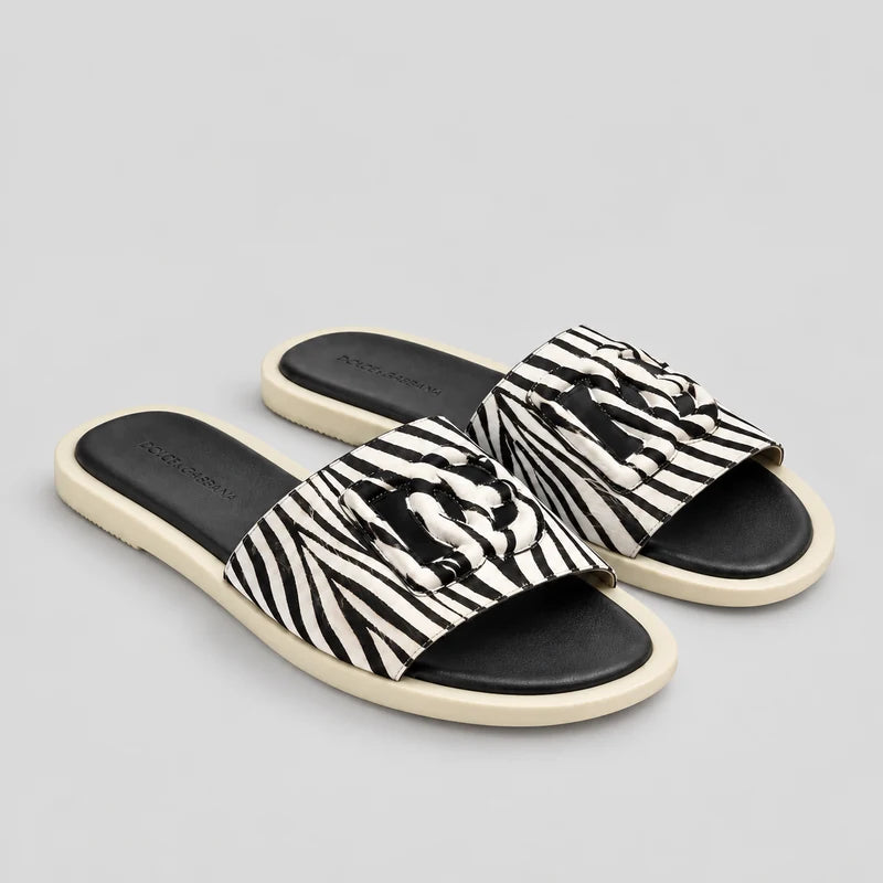 D*G Premium Leather Camouflage Slippers - Designer Men's Slides in 2 Patterns