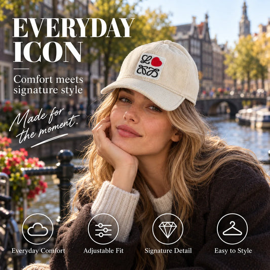 Loewe Corduroy Embroidered Baseball Cap worn in a premium lifestyle setting