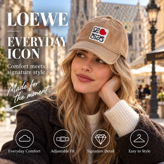 Loewe Corduroy Embroidered Baseball Cap worn in a premium lifestyle setting