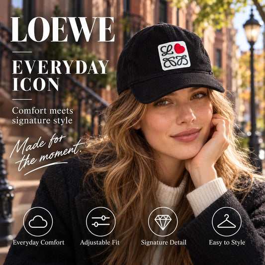 Loewe Corduroy Embroidered Baseball Cap worn in a premium lifestyle setting