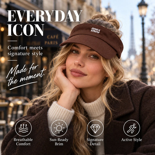 Visor worn in a premium lifestyle setting