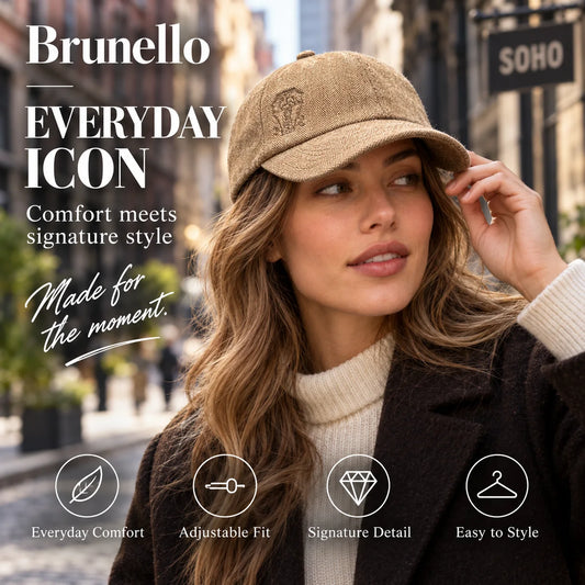 Brunello Baseball Cap worn in a premium lifestyle setting