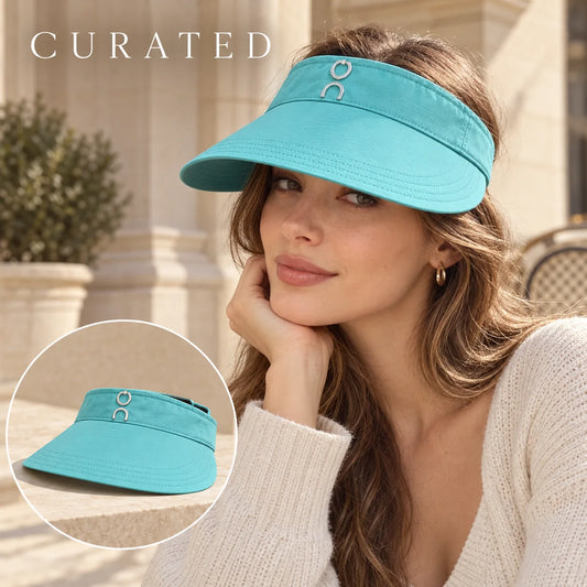 Independent Visor worn by a Western model with product detail inset